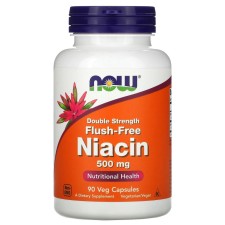 NOW NIACIN 500MG DOUBLE STRENGHT FLUSH-FREE VEG CAPSULES 90s