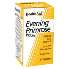 Health Aid Evening Primrose Oil 1000mg  x 30 Capsules With Vitamin E - Reduces Menopausal Symptoms