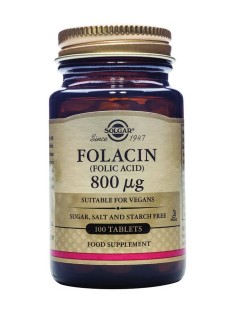 SOLGAR FOLACIN (FOLIC ACID) 800μg, FOR HEART HEALTH& PRENATAL SUPPORT 100TABLETS