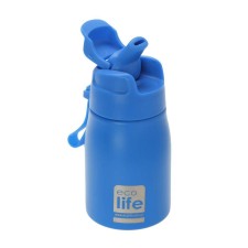ECOLIFE KIDS STAINLESS STEEL BOTTLE WITH INTERNAL STRAW 400ML BLUE