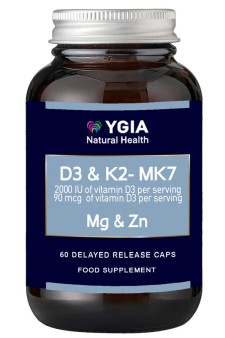 Ygia D3 2000iu & K2-MK7 90mcg, Mg & Zn 60 Capsules