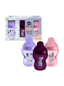 Tommee Tippee Closer To Nature Baby Bottle  Midnight Jungle Purple 0m+ 260ml 3s