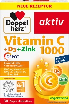 Doppelherz Vitamin C 1gr + D3 + Zinc 30 Tablets