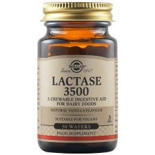 SOLGAR LACTASE 3500MG, A CHEWABLE DIGESTIVE AID FOR DAIRY FOODS 30WAFERS