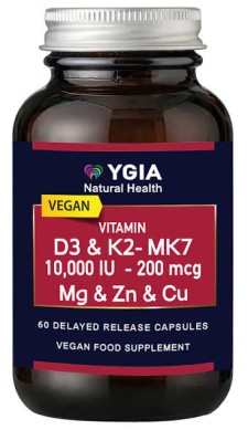Ygia D3 10000 IU & K2-MK7 200 mcg, Mg, Zn & Cu 60 Caps Ygia D3 10000 IU & K2-MK7 200 mcg, Mg, Zn & Cu 60 Caps