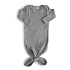 Mushie Ribbed Knotted Baby Gown Gray Melagne 0-3m