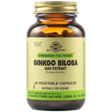 SOLGAR GINKGO BILOBA LEAF EXTRACT, FOR MEMORY BOOST& HEALTHY BRAIN FUNCTION 60CAPSULES