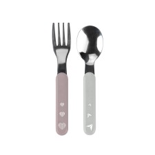 Babyono Spoon & Fork Stainless Steel Pink 2s