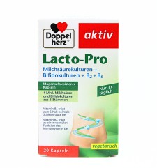 Doppelherz Lacto-Pro Lactic Acid Cultures + Bifido Cultures + B2 + B6 x 20 Capsules