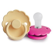 Frigg Daisy Silicone Pacifier Pale Daffodil/Fuchsia 0-6 months 2s