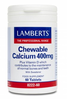 Lamberts Chewable Calcium 400mg x 60 Tablets - Plus Vitamin D - Contributes To The Maintenance Of Normal Bones & Teeth
