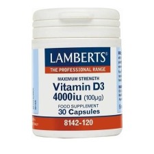 LAMBERTS VITΑΜΙΝ D3 4000IU, SUPPORTS HEALTH OF TEETH- BONES AND IMMUNE SYSTEM 30CAPSULES