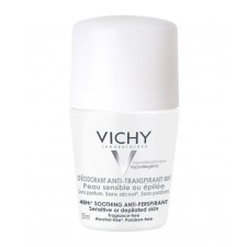 VICHY DEODORANT SOOTHING ANTIPERSPIRANT 48HOURS ROLL ON FOR SENSITIVE OR DEPILATED SKIN. FRAGRANCE FREE 50ML 