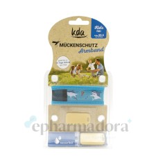 Kda Anti-mosquito Repellent Bracelet Kids XS-S (16-19cm) Shark Light Blue + 2 pads