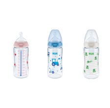 NUK FΙRST CHOICE PLUS BABY BOTTLE 6-18m WITH TEMPERATURE CONTROL 300ML, VARIOUS DESIGNS 1PIECE