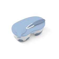 Babyono Two-Chamber Baby Bowl with Spoon Blue