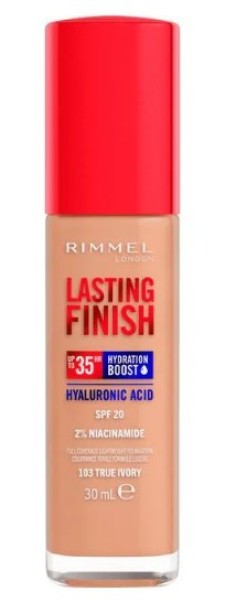 Rimmel Lasting Finish Up To 35h Hydration Boost Foundation 103 True Ivory 30ml