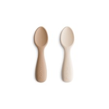 Mushie Toddler Starter Spoons Silicone Natural/Shifting Sand 2s