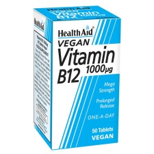 Health Aid Vitamin B12 (Cyanocobalamin) 1000μg x 50 Veg Tablets - Supports Heart, Nervous & Immune System