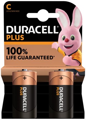 Duracell Plus C 2pcs, Αλκαλικές Μπαταρίες Υψηλής Απόδοσης