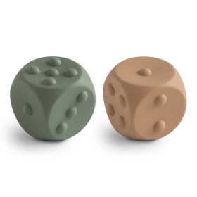 Mushie Dice Press Toy Dried Thyme/Natural 2s