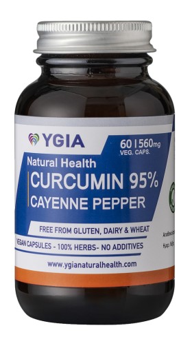 Ygia Curcumin 95% Cayenne Pepper x 60 Capsules - Reduces Pain And Inflammation Throughout The Body