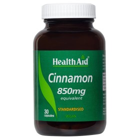 Health Aid Cinnamon 850mg, ΕΚΧΥΛΙΣΜΑ ΚΑΝΕΛΑΣ 30ΧΑΠΙΑ
