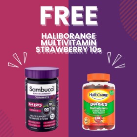Sambucol Kids 30 Gummies + Haliborange Strawberry 10 Softies Free