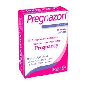 HEALTH AID PREGNAZON. SUPPLEMENT BEFORE- DURING- AFTER PREGNANCY 30TABLETS