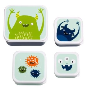 A Little Lovely Company Lunch & Snack Box Set Monsters 4s