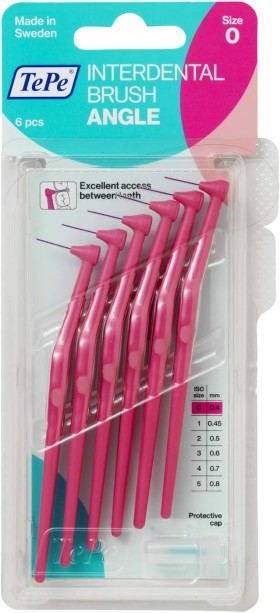 TePe Interdental Pink Brush Angle 0.4mm x 6 Pieces