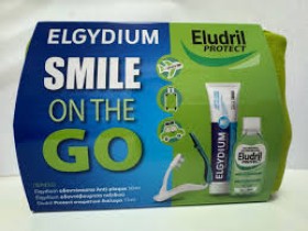 Elgydium Smile On The Go Eludril Protect- Green Bag Set 3pcs