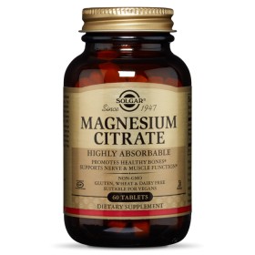 Solgar Magnesium Citrate 200mg x 60 Tablets - High Absorbable - Promotes Healthy Bones - Supports Nerve & Muscle Function