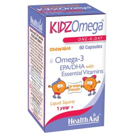 Health Aid Kidz Omega, ΩΜΕΓΑ-3& ΒΙΤΑΜΙΝΕΣ. 60ΜΑΣΩΜΕΝΕΣ ΚΑΨΟΥΛΕΣ