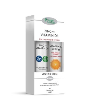 Power Of Nature Zinc Plus Vitamin D3 2000ui Stevia + Vitamin C 500mg 20 Effervescent Tablets