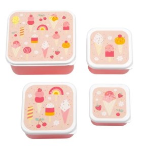 A Little Lovely Company Lunch & Snack Box Set Ice Cream 4s