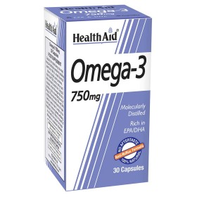 Health Aid Omega-3, ΩΜΕΓΑ 3 ΛΙΠΑΡΑ ΟΞΕΑ 750MG. ΓΙΑ ΤΗΝ ΚΑΛΗ ΛΕΙΤΟΥΡΓΙΑ ΤΟΥ ΕΓΚΕΦΑΛΙΚΟΥ& ΚΑΡΔΙΑΓΓΕΙΑΚΟΥ 30ΧΑΠΙΑ