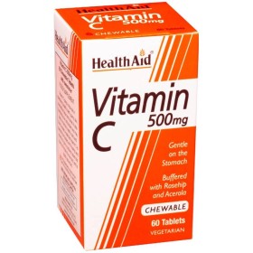 Health Aid Vitamin C, ΒΙΤΑΜΙΝΗ C 500MG ΜΑΣΩΜΕΝΑ ΔΙΣΚΙΑ ΜΕ ΓΕΥΣΗ ΠΟΡΤΟΚΑΛΙ 60ΤΕΜΑΧΙΑ