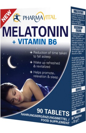 PharmaVital Melatonin + Vitamin B6 x 90 Tablets - Promotes Relaxation & Sleep