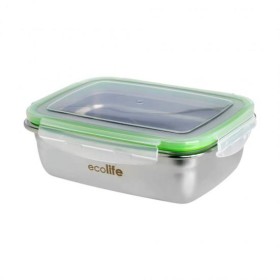 Ecolife Stainless Steel Food Container Inox Single Wall Green x 850ml