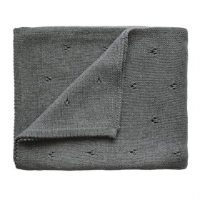 MUSHIE KNITTED BABY BLANKET POINTELLE GRAY MELAGNE