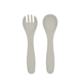 Kikka Boo Fork & Spoon Set Platinum Silicone Sand