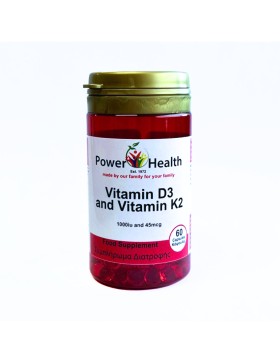 Power Health Vitamin D3 1000iu & Vitamin K2 45mcg 60 Capsules
