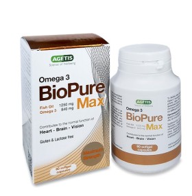 Agetis Biopure Max x 60 Softgels - Contributes To The Normal Function Of Brain - Heart - Vision