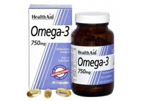 Health Aid Omega-3, ΩΜΕΓΑ 3 ΛΙΠΑΡΑ ΟΞΕΑ 750MG. ΓΙΑ ΤΗΝ ΚΑΛΗ ΛΕΙΤΟΥΡΓΙΑ ΤΟΥ ΕΓΚΕΦΑΛΙΚΟΥ& ΚΑΡΔΙΑΓΓΕΙΑΚΟΥ 60ΧΑΠΙΑ