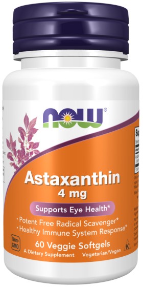 Now Astaxanthin 4mg 60 Veggie Softgels