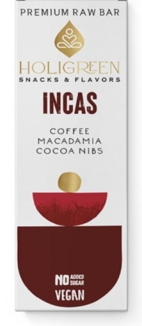 Holigreen Premium Incas Coffee Macadamia Cocoa Nibs Raw Bar x 60g