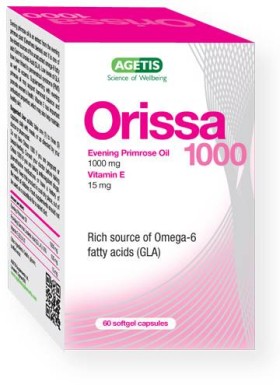 Agetis Orissa 1000 x 60 Softgel Capsules - Evening Primrose Oil + Vitamin E