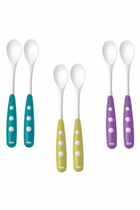 NUK EASY LEARNING FEEDING SPOON, IDEAL FOR TALL JARS 6m+. VARIOUS COLORS 2PIECES 