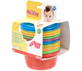 NUBY BABY TODDLER SNACK BOWLS 300ML, MULTI- COLORED 6 PACK 3m+ 